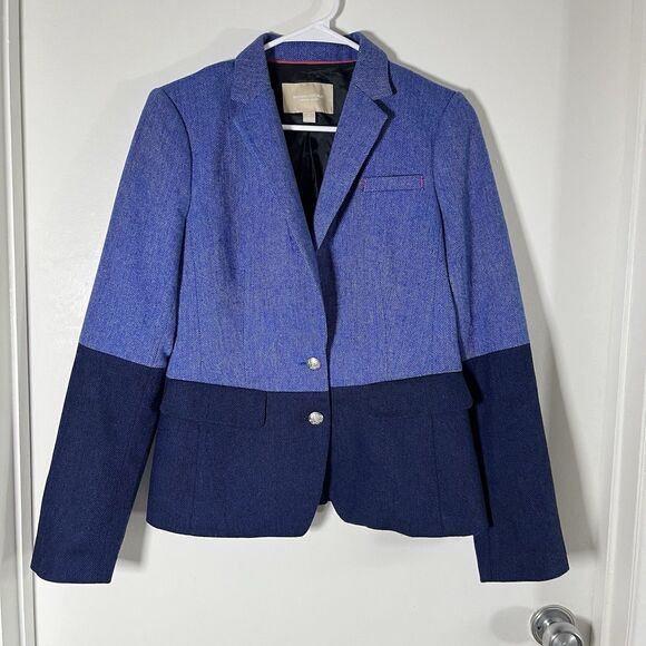 Banana Republic  Blue Herringbone Jacket Size 6 - Picture 2 of 12